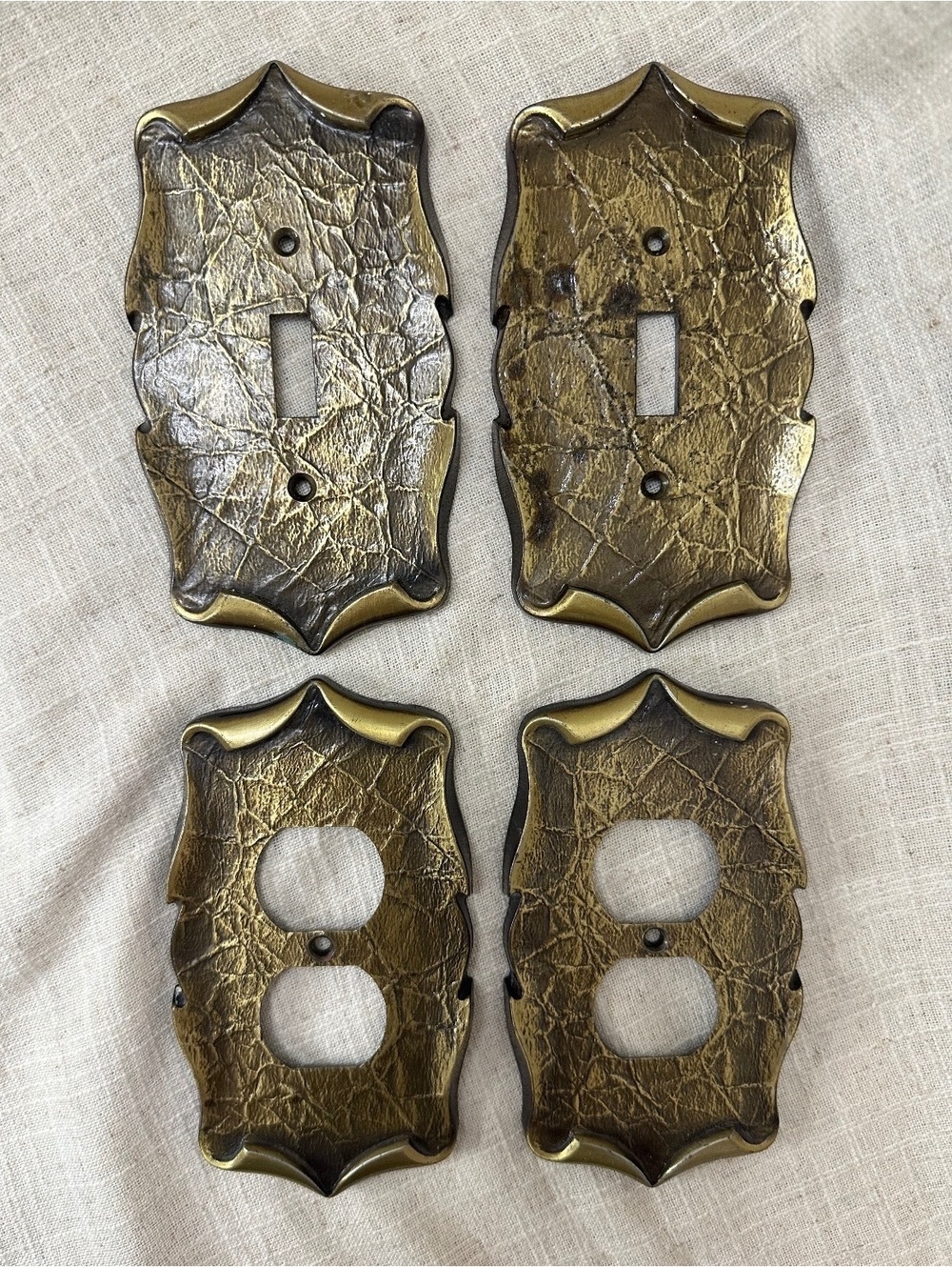 Vintage Amerock Brass Outlet and Light Switch Plate Covers 4pc Hollywood Regency